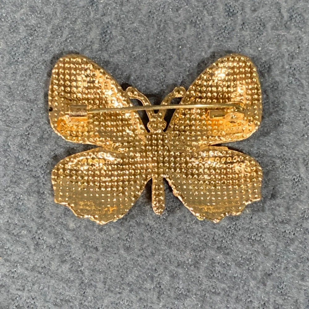 Butterfly Rhinestone Brooch Pin Pink Yellow Green Blue Rainbow Sparkle Fairycore